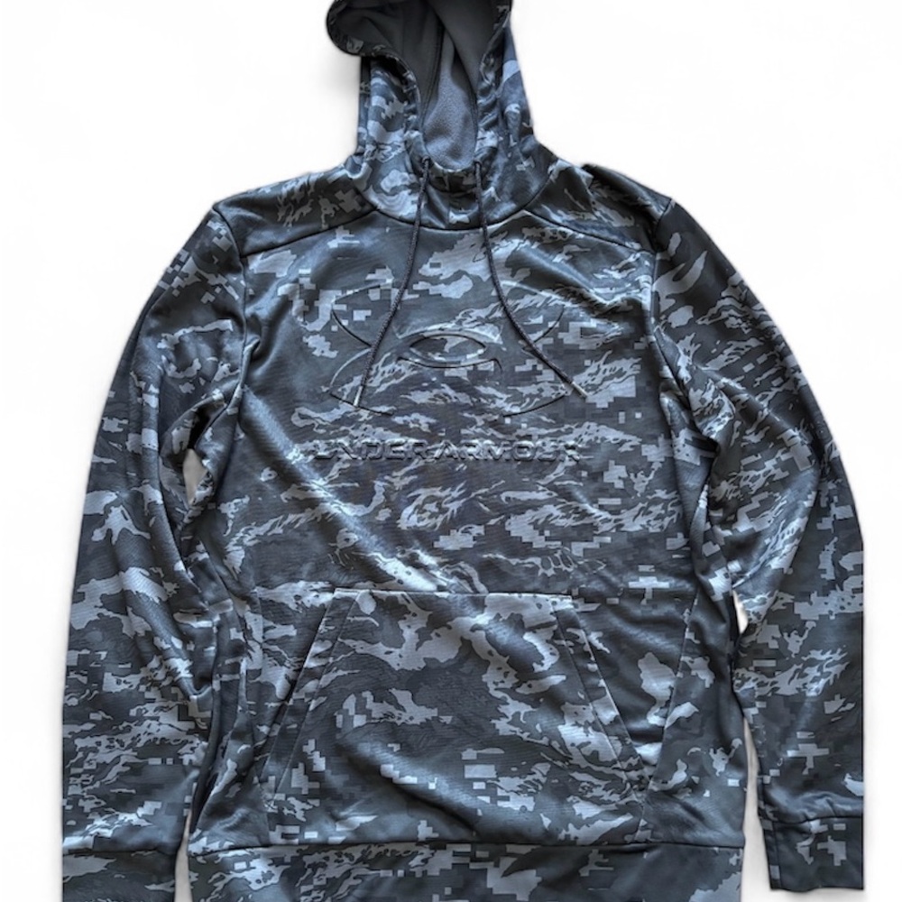 Under Armour Black & Gray Camo Hooded Pullover